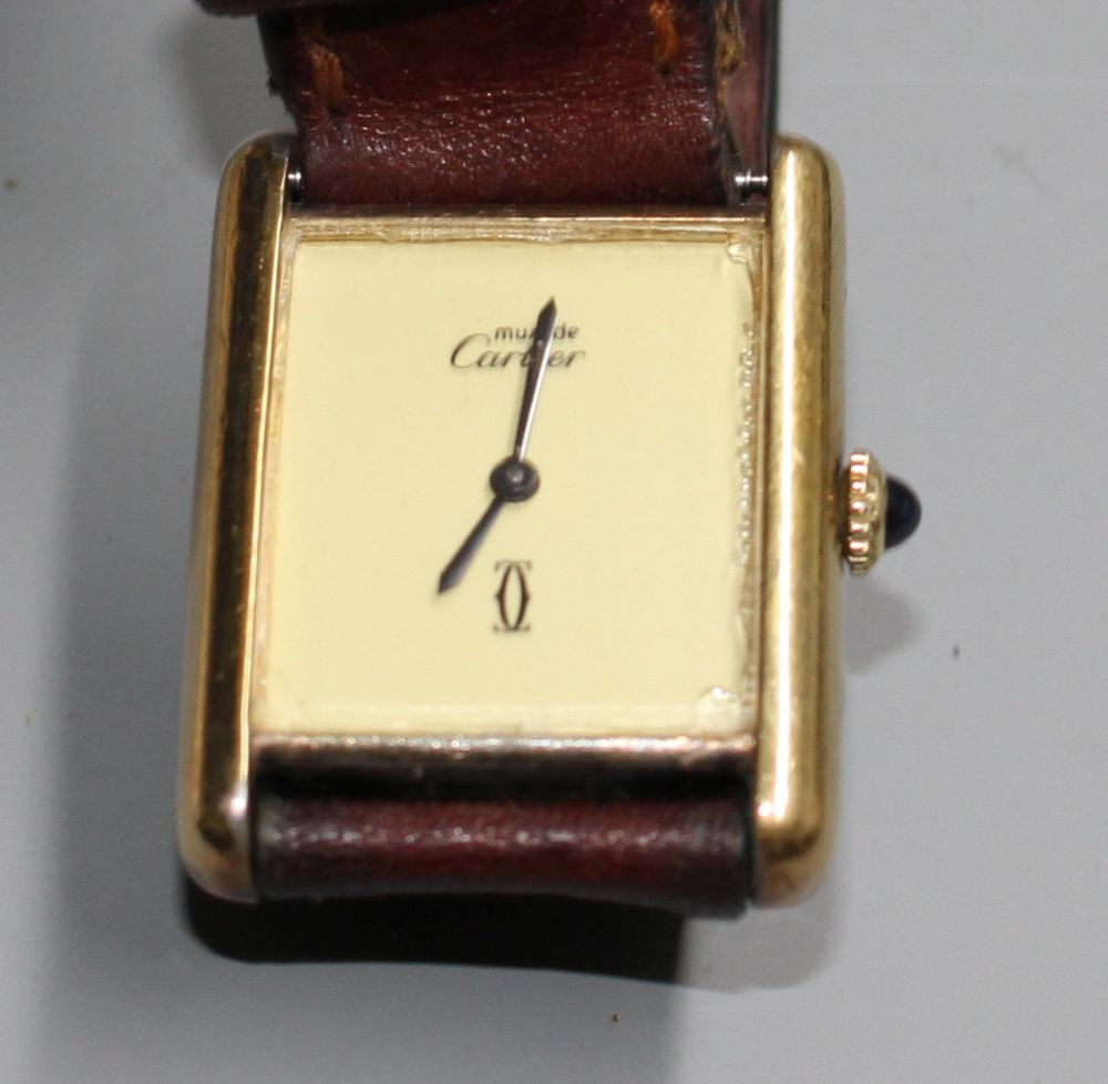 A ladys 925 gilt Must de Cartier manual wind wrist watch,